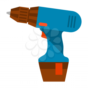Illustration of electric screwdriver. Tool for repair and construction.