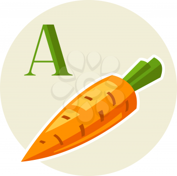 Illustration of stylized carrot. Vegetable icon. Food product.