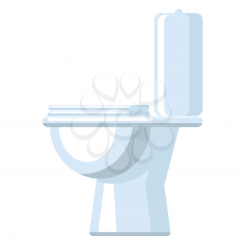 Illustration of toilet in bathroom. Adversting icon or image for industry and shops.