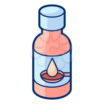 Illustration of medicinal syrup in cartoon style. Cute funny object. Symbol in comic style.