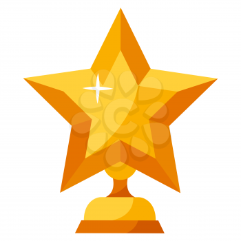 Illustration of gold star. Award or trophy for sports or corporate competitions.