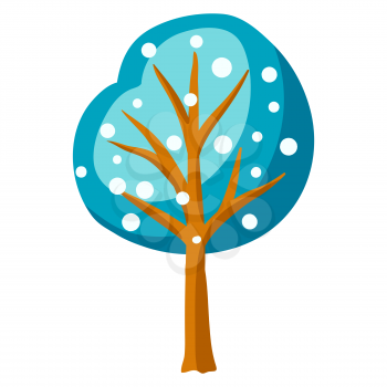 Winter illustration of tree. Seasonal symbol in hand drawn style.