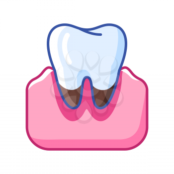Illustration of aching tooth. Dentistry and health care icon. Stomatology and medical item.