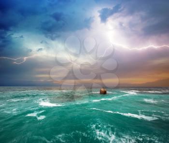 Storm on the sea. Composition of nature.