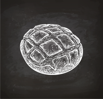 Chalk sketch of rustic bread on blackboard background. Hand drawn vector illustration. Retro style.