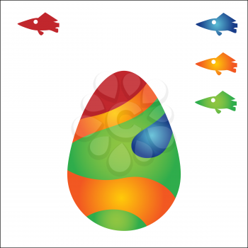 Spring illustration with Funny cartoon bright colors egg for Easter.