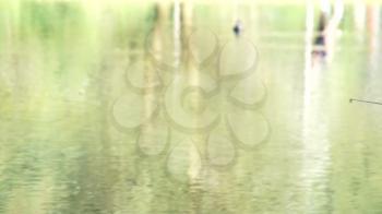 Shot of lake scenic in summer. Blurred nature unfocused background. Lake and forest.