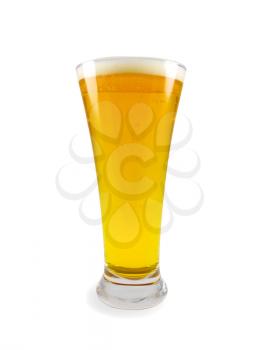 Glass of beer with foam. Isolated on white backgroun