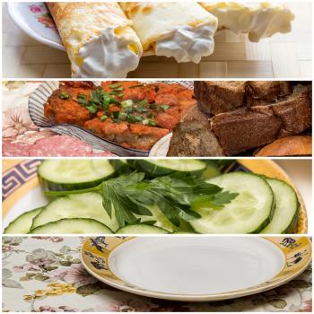 Collage of food from the four rectangular horizontal photos.