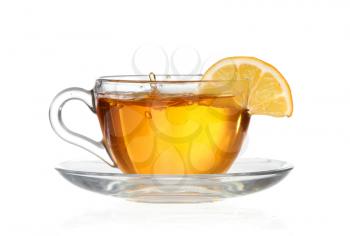 lemon tea with a splash on a white background