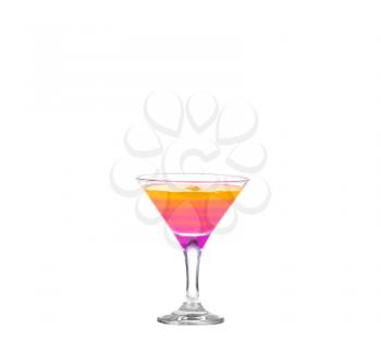 Cold alcoholic cocktail on the white background