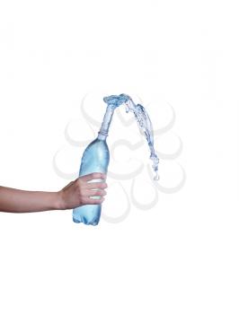 Water Bottle with Water Splash in Hand