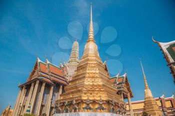 BANGKOK - February 7 2016: Grand palace bangkok, THAILLAND.  Details of Wat Phra Kaew, Temple of the Emerald Buddha, Bangkok, Thailand.