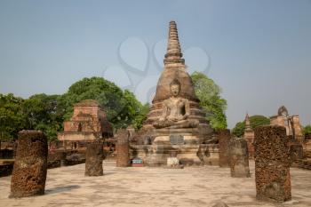 The statue Buddha of Wat Phra si rattana mahathat or Wat Phra Prang in sri Satchanalai historical park, Sukhothai Province, Thailand