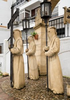 Statue by local artists to celebrate Holy Week in Arcos de la Frontera near Cadiz in Spain