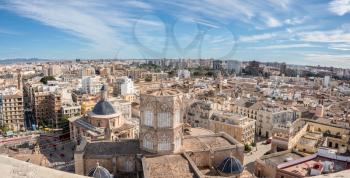 Panorama of city from top of the church tower of the Cathedral in Valencia