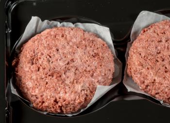 Close shot of the meat like plant-based patties for vegetarian beef burgers