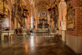 STOCKHOLM, SWEDEN - SEPTEMBER 9: Interior of Storkyrkan church on September 9, 2017 in Stockholm, Sweden. The church was built around 1279.