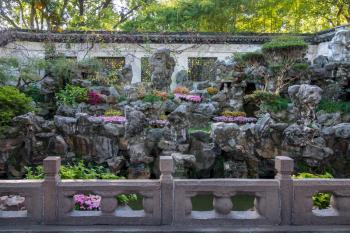 Ornamental rock garden in Yu or Yuyuan Garden in  the old city of Shanghai