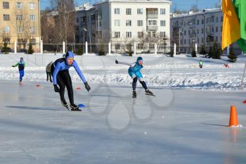 Skating. Training for riding on skates on the ice.