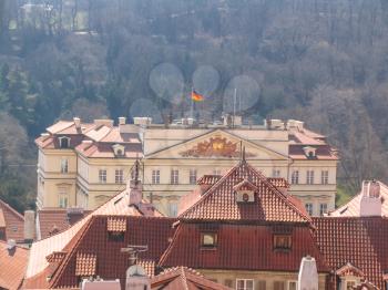 Prague, Czech Republic - August 23, 2016: Attractions of city Prague. Statues and monuments. Historical Buildings