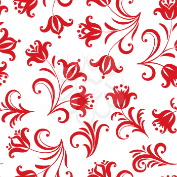 Floral pattern. Ornamental flower seamless background. Russian traditional native floral ornament.