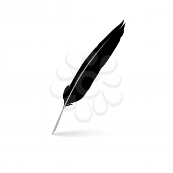 Feather pen silhouette. Pen icon. Writer sign concept