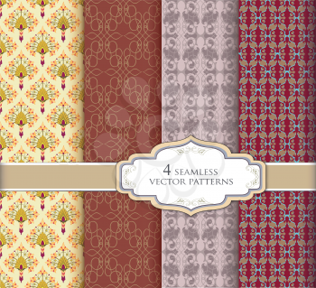 Seamless pattern set in retro style. Abstract vector textured backgrounds for scrapbook.