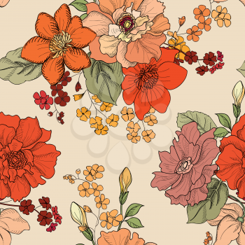 Floral seamless background. Decorative flower pattern. Floral seamless texture with flowers. 