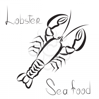 Lobster icon. Sea food menu label. Fish restraunt cover background.