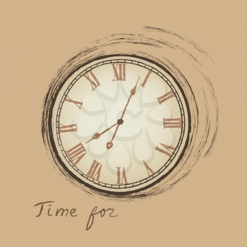 Clock concept in retro style. Time for happy hour.