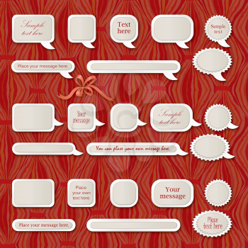 Speech bubble set. Chat icon. Paper sheet for note frame elements