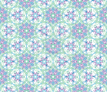 Flourish tiled pattern. Floral oriental ethnic background. Arabic ornament with fantastic flowers and leaves. Wonderland motives of the paintings of ancient Indian fabric patterns.