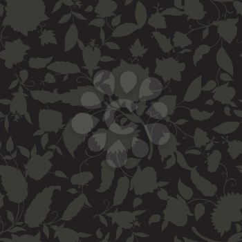 Floral seamless pattern. Flower silhouette background. Floral seamless texture with flowers.