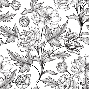 Floral seamless pattern. Flower background. Floral seamless texture with flowers. Flourish tiled wallpaper