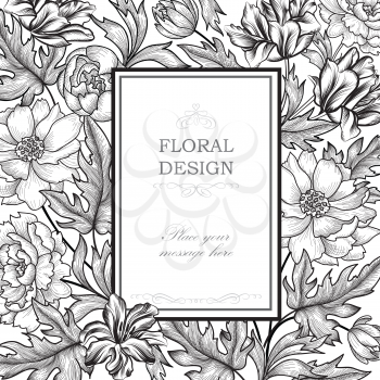 Floral Frame. Flower rose background. Flourish border pattern for greeting, birthday cards  and  wedding invitations
