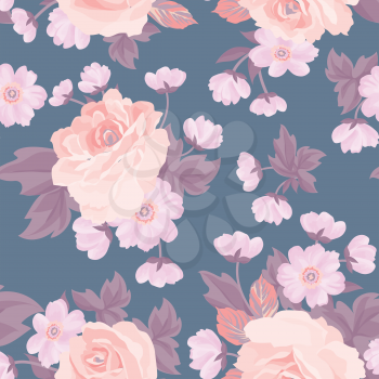 Floral bouquet seamless pattern. Flower posy background. Floral ornamental texture with flowers. Flourish tiled wallpaper