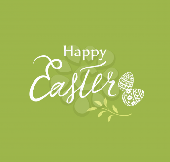 Happy Easter greeting card. Holiday decorative bakground with Easter eggs