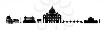 Rome travel architectural landark set. Italian famous places. Building silhouette icons.