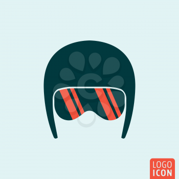 Helmet icon. Helmet logo. Helmet symbol. Helmet with sport glasses icon isolated, minimal design. Vector illustration
