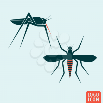 Mosquito icon. Mosquito logo. Mosquito symbol. Silhouette mosquitoes icon isolated, minimal design. Vector illustration