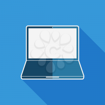 Laptop flat icon. Laptop with blank screen. Vector illustration