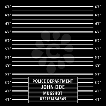 Police mugshot. Police lineup on black background. Vector illustration