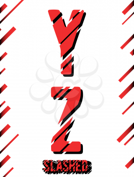 Alphabet font template. Set of letters Y, Z logo or icon. Slashed design. Vector illustration.