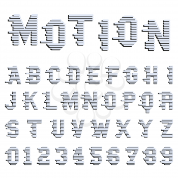 Font alphabet template. Letters and numbers motion design. Vector illustration