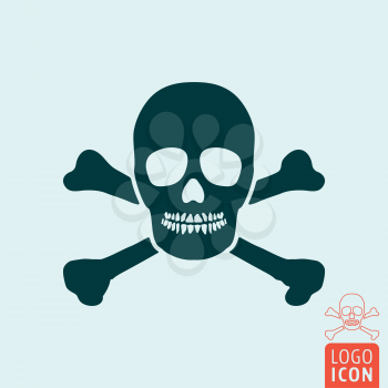 Jolly roger icon. Skull and crossbones pirate symbol. Vector illustration.