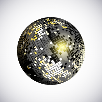 Disco ball icon. Silver disco mirror ball isolated. Design element for party flyer, poster or brochures. Vector illustration.