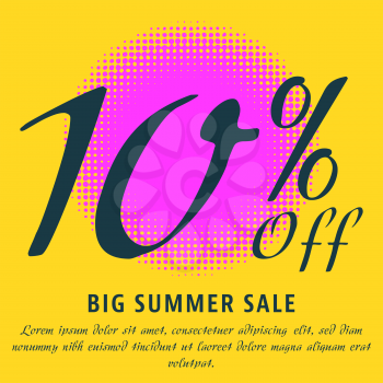 10 percent Off - big summer sale template. Colorful promotional banner or poster design. Vector Illustration.