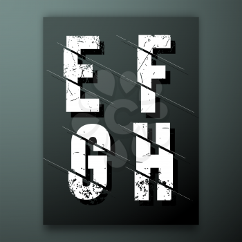Glitch letter font template. Set of grunge letters E, F, G, H logo or icon. Vector illustration.
