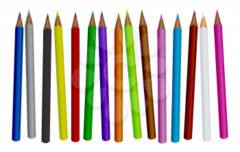 Colored pencil set isolated on white background. Vector illustration.